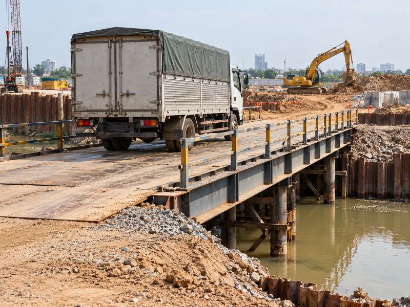 Cho thuê cầu tạm cho xe tải, xe cơ giới và máy móc công trình