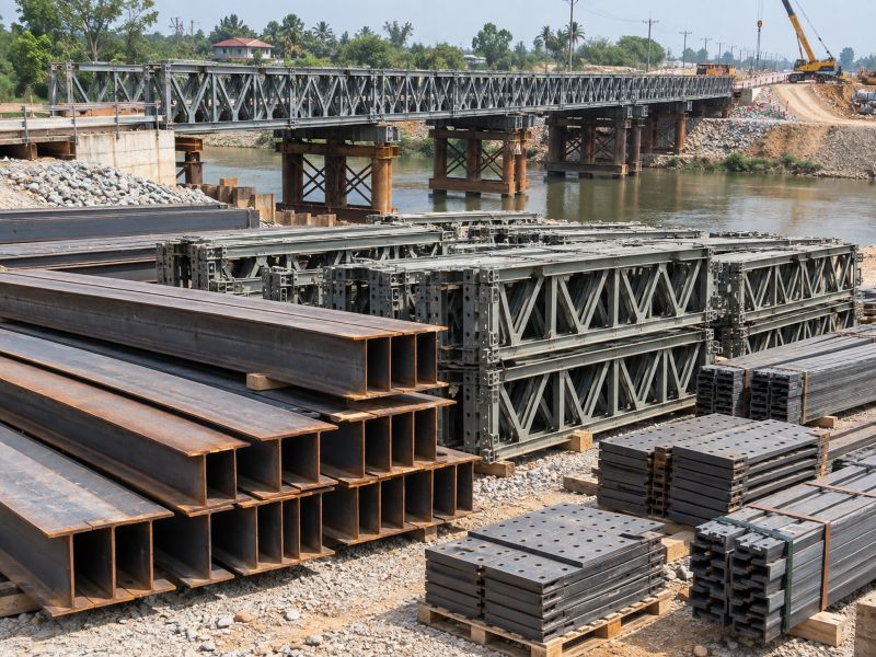 Cho thuê thép cầu tạm - Thép H, thép I và vật tư làm cầu tạm